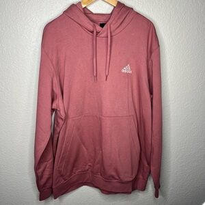 NWT Adidas Men’s FeelCozy Hoodie Sweatshirt Pink Crimson 2XL New Hooded Cozy XXL